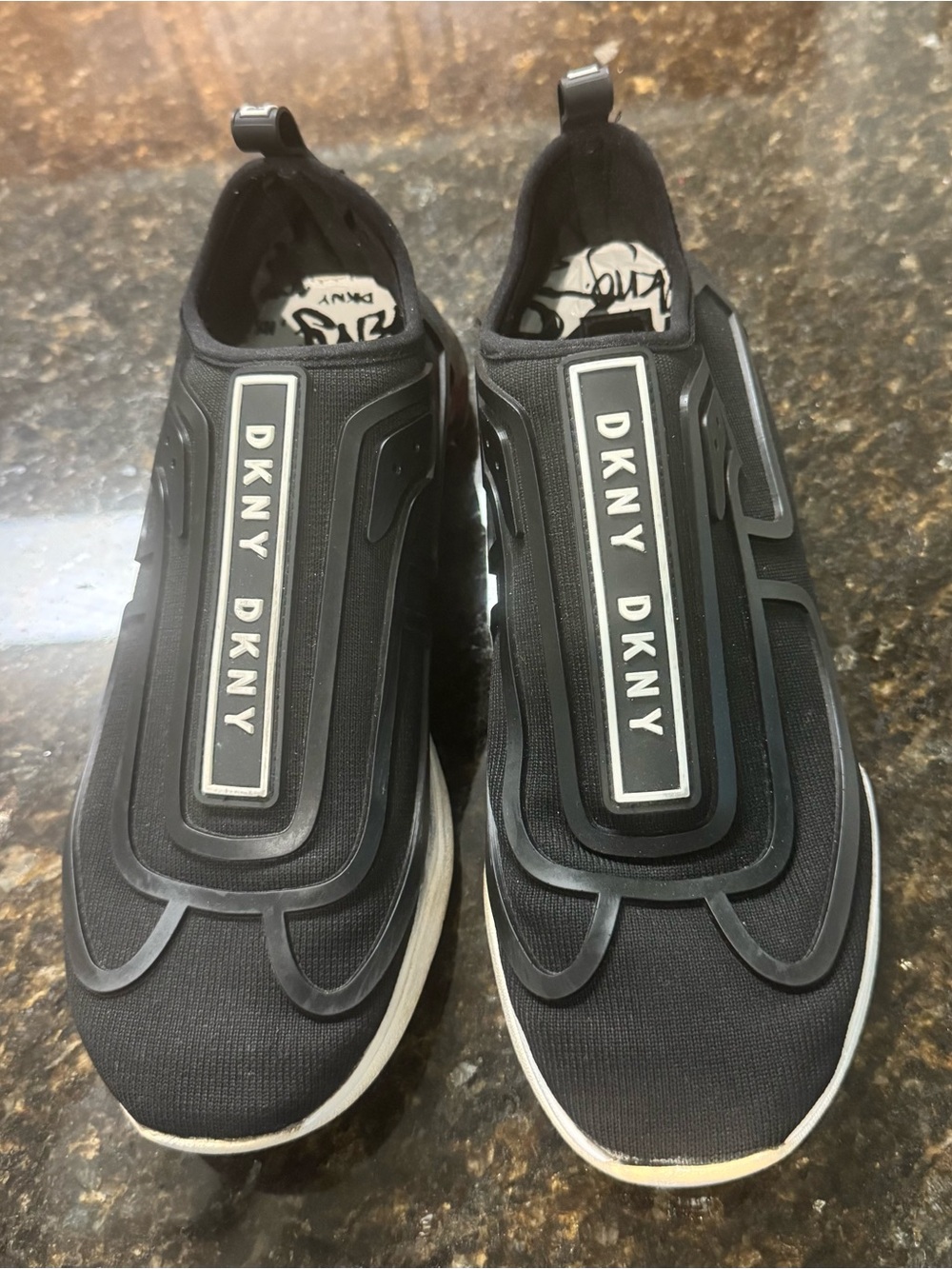 DKNY Black Slip-On Logo Athletic Sneakers women